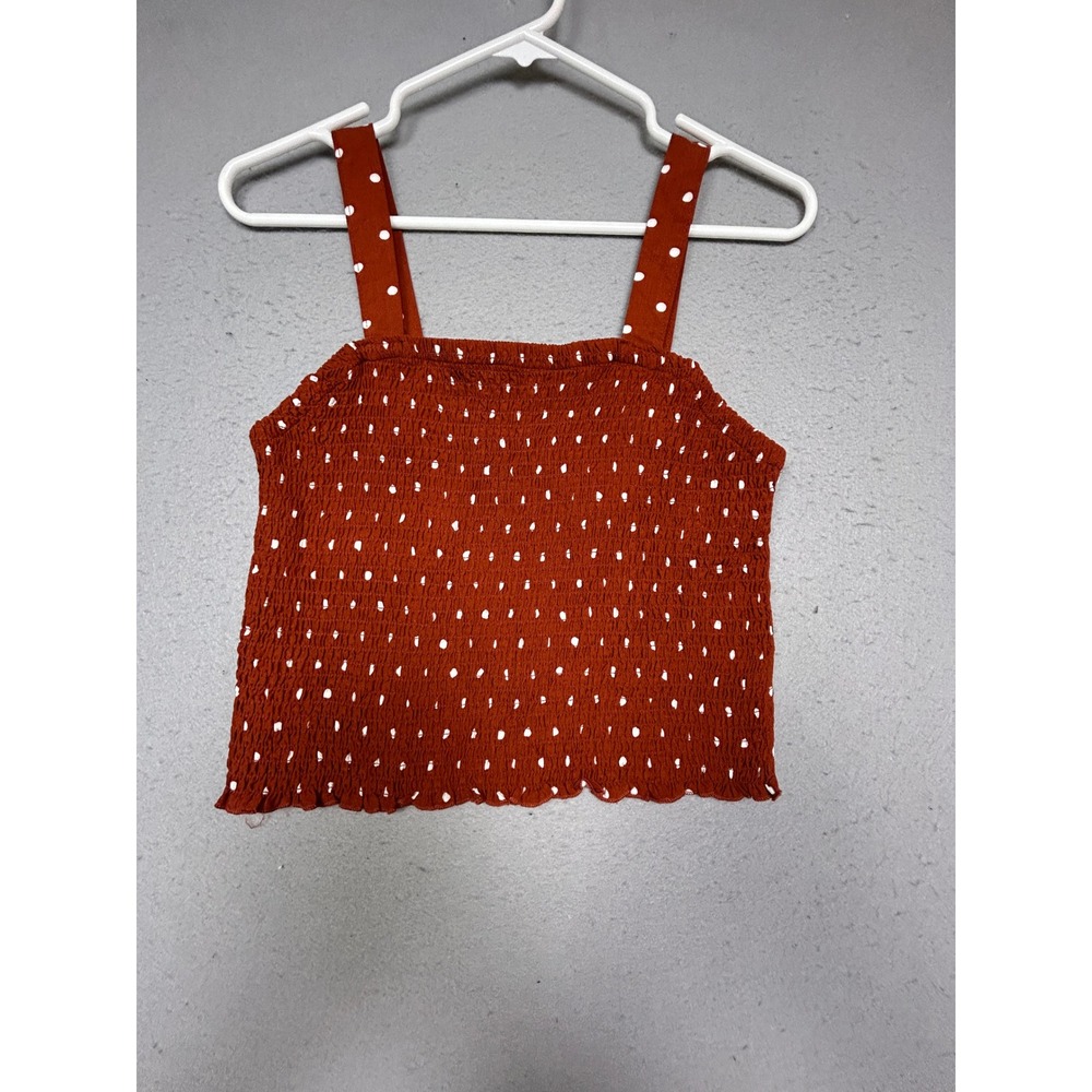 LARK + GREY Tank Top Rayon Rust Polka Dot Large Womens